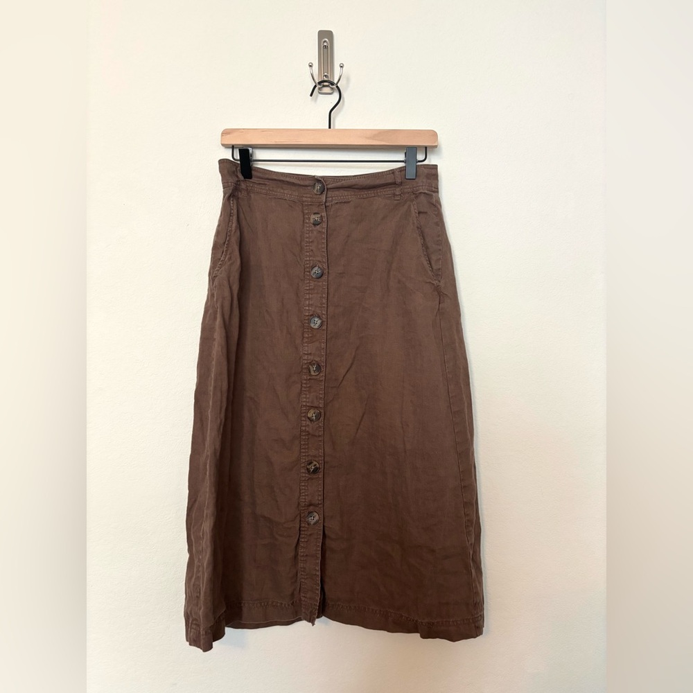 Part Two Brown Midi Button Up Skirt size 4